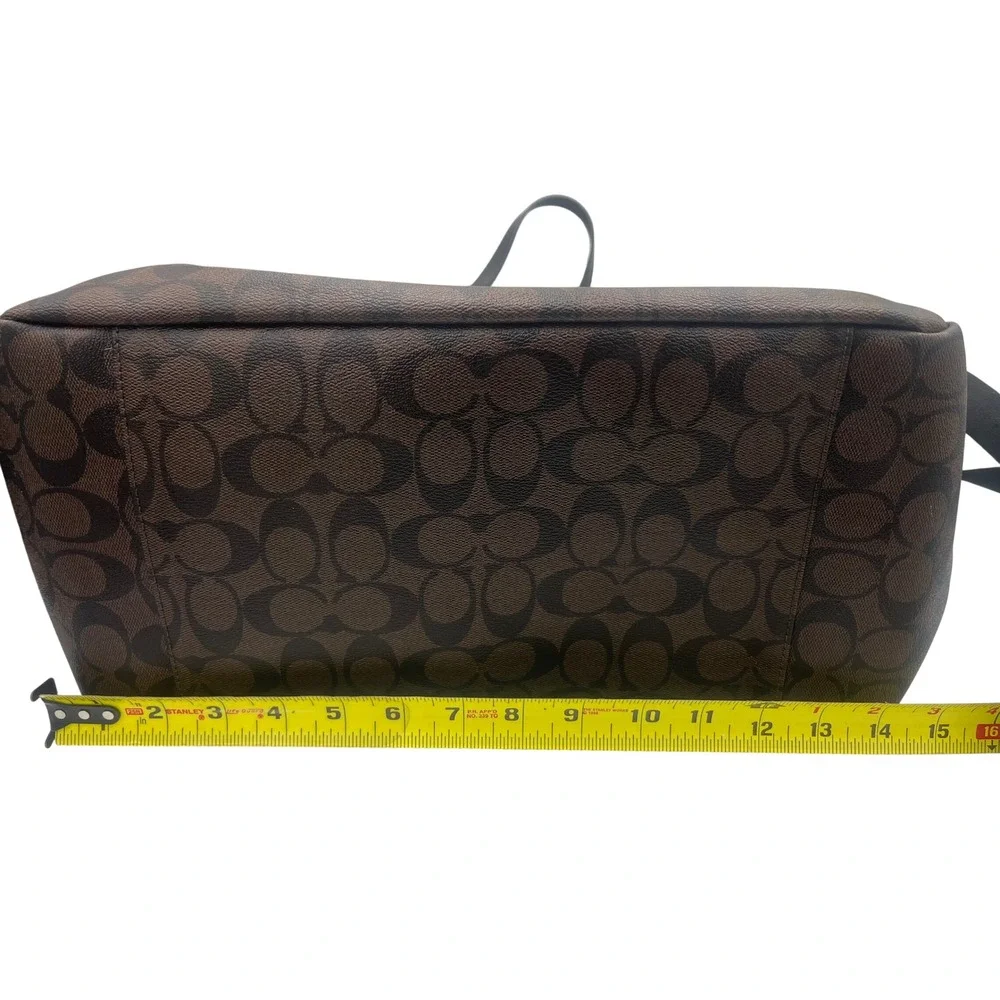 Coach Signature Canvas Diaper Bag Brown Black Monogram Tote F35414